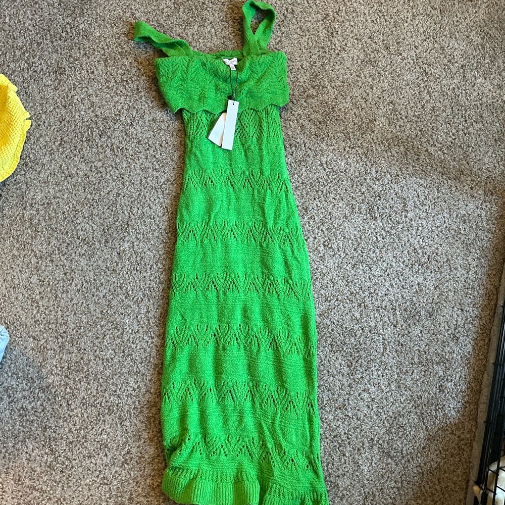Green knit maxi dress